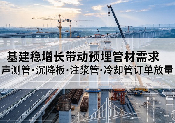 迪庆基建稳增长带动预埋监测管材需求，声测管、沉降板、注浆管订单持续放量
